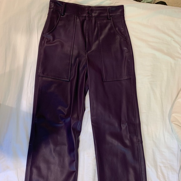 dark purple ZARA faux leather pants - Picture 1 of 5